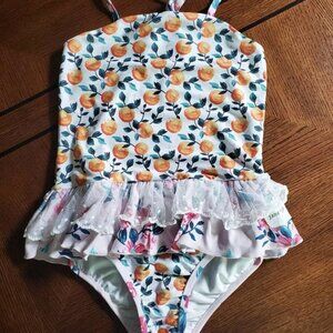 Jane + Jo Oranges Ruffle Bathing Suit 10y EUC